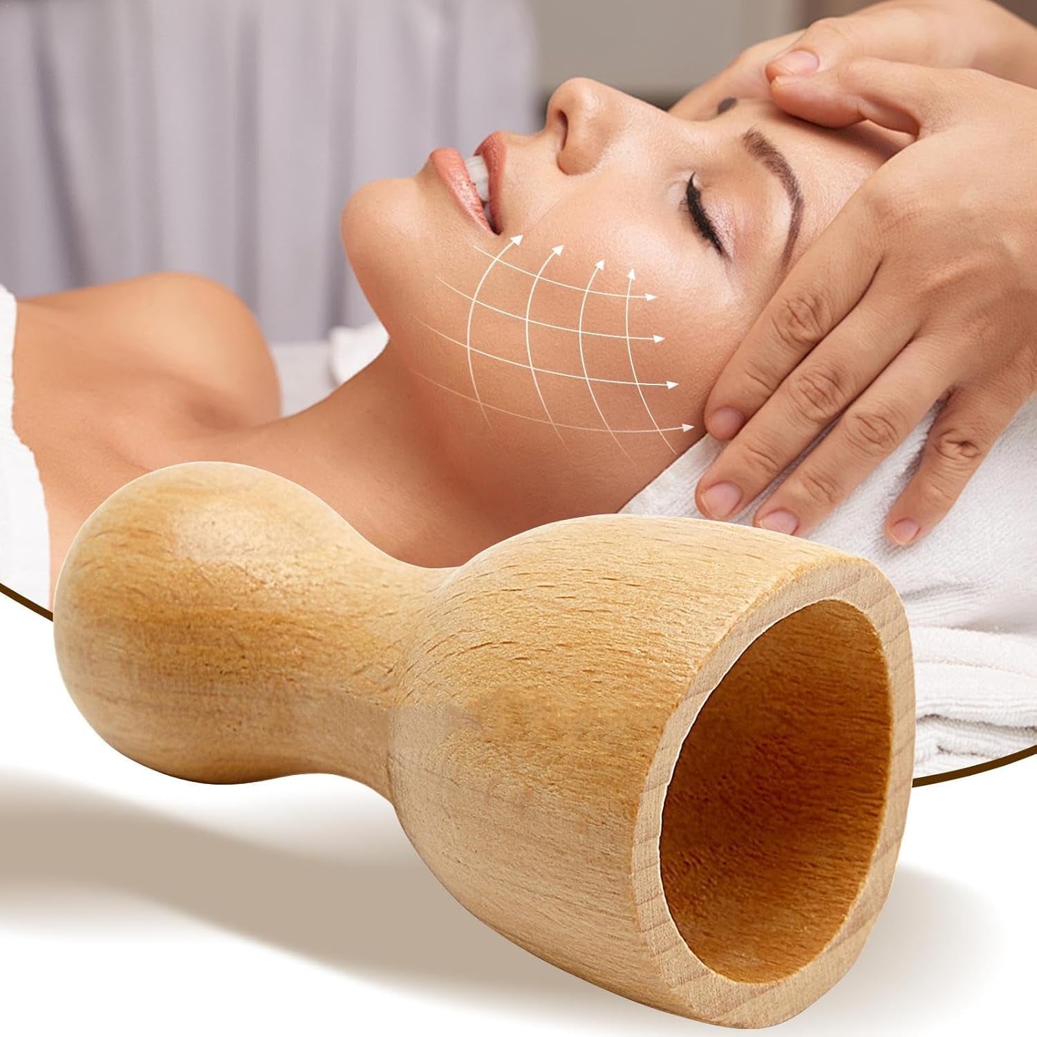 Vaso De Masaje Facial Con Ventosas: Herramienta De Masaje De Elevación Facial, Herramienta De Modelado Facial De Madera, Vasos Para El Cuidado De La Piel, Herramienta Guasha Para Cuerpo, Cara,