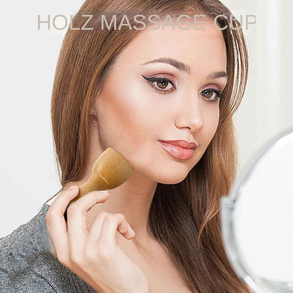 Vaso de Masaje Facial Gua Sha de Madera - Herramienta Anti-Arrugas