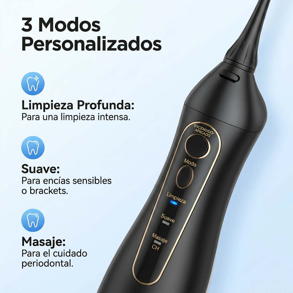 Irrigador Dental Portátil Recargable - 3 Modos de Limpieza | 300ML