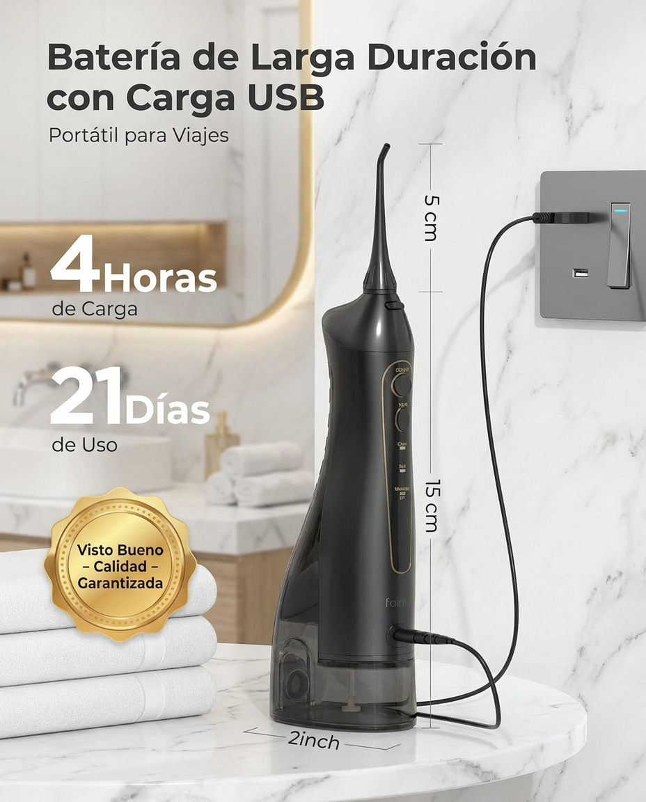 Irrigador Dental Portátil Recargable - 3 Modos de Limpieza | 300ML