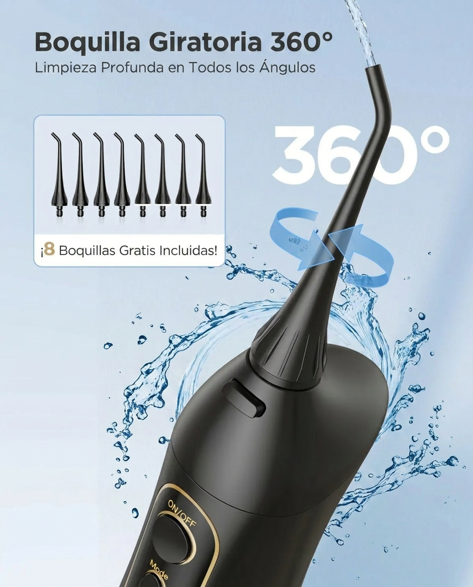 Irrigador Dental Portátil Recargable - 3 Modos de Limpieza | 300ML