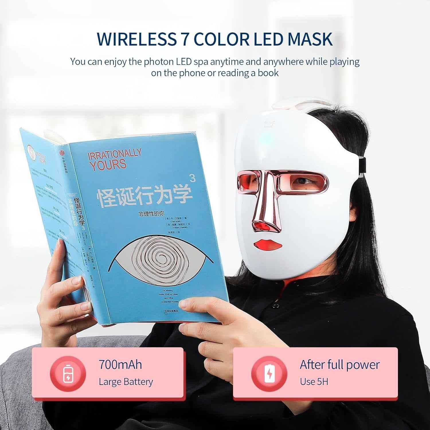 Máscara LED Facial 7 Colores - Terapia de Luz Profesional SPA